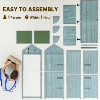 Outsunny Casetta da Giardino Porta Attrezzi in Legno con 3 Ripiani, 77x54.2x179cm, Blu(m-8)