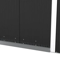 Magazie de Gradina Outsunny cu Usa Glisanta si Orificii de Aerisire, din Otel Galvanizat, 345x280.5x169-201 cm, Negru(m-12)