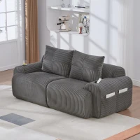 Modulares 2-Sitzer-Cordsofa, mit Getränkehalter und Seitentasche, 200 x 99 x 80 cm, Dunkelgrau(m-2)