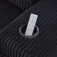 Modulares 2-Sitzer-Cordsofa, mit Getränkehalter und Seitentasche, 200 x 99 x 80 cm, Schwarz(m-6)