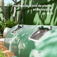 Outsunny Serre de jardin tunnel 5 fenêtres enroulables bâche PE 140 g/㎡ métal époxy 300 x 80 x 45 cm vert(m-7)