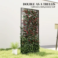 Outsunny Parawan 65 x 130 cm Wolnostojący Wiszący, Dekoracyjna Osłona z Metalu, Czarny(m-7)