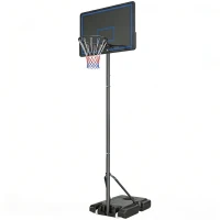 SPORTNOW Canestro basket regolabile con ruote e base zavorrabile, 1,35-3,05 m, Blu(m-7)