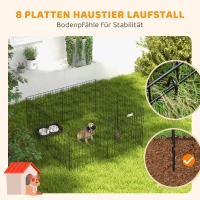PawHut Haustierlaufstall, Spielgehege für Welpen und kleine Hunde, mit Tür, Indoor- und Outdoor-tauglich, 61 cm, Schwarz(m-6)