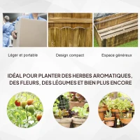 Outsunny Jardinière surélevée en bois, carré potager de jardin pour herbes aromatiques et légumes, 120 x 40 x 40 cm, bois carboni(m-4)