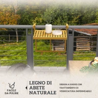 Outsunny Tavolino da Ringhiera per Balcone Pieghevole e Regolabile in Legno, Colore Legno(m-5)
