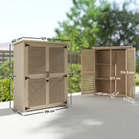 Outsunny Armadio da Esterno Portaoggetti a 2 Ripiani con Picchetti, in Legno di Abete, 127x65x159.5/168 cm(m-3)