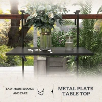 Outsunny Stolik balkonowy, dla balustrad o grubości 6-15 cm, regulowany, składany, odporny na rdzę, metal, 62x60x85,5 cm, czarny(m-5)