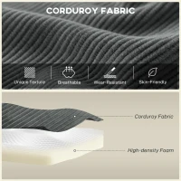 HOMCOM Modułowa narożna sofa, L-kształtna sofa-łóżko z głębokim siedziskiem, szerokimi podłokietnikami, 2 poduszki, ciemnoszary(m-5)