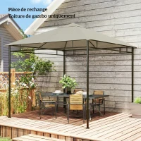 Outsunny Toile de rechange pour pavillon tonnelle tente toit de remplacement gazebo de jardin polyester 180 g/m² 3 x 3 m gris(m-9)