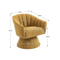 360°-Drehstuhl mit ergonomischer, umschließender Rücken- und Armlehne, 70 x 66 x 72 cm, Senfgelb(m-3)