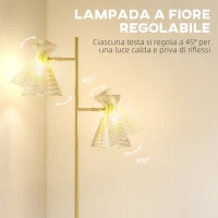 HOMCOM Lampada da Terra Moderna con 2 Luci e Teste Regolabili, Interruttore a Pedale, Oro(m-4)