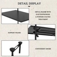 Outsunny Stolik balkonowy, dla balustrad o grubości 6-15 cm, regulowany, składany, odporny na rdzę, metal, 62x60x85,5 cm, czarny(m-6)