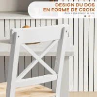 HOMCOM Lot de 2 tabourets de bar, chaises hautes campagne, dossier haut et repose-pieds, 41x46x97,5cm, blanc et bois naturel(m-5)