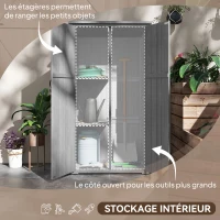 Outsunny Armoire de jardin, abri jardin sur pied, avec 2 étagères, toit incliné et bitumé, en bois massif, 90x54,5x168,5cm, gris(m-4)