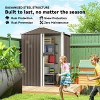Outsunny Metalowy Składzik Ogrodowy 1,1 m², Schowek z Dwuspadowym Dachem, Przesuwnymi Drzwiami i Rękawicami, 136 x 87 x 179 cm(m-4)