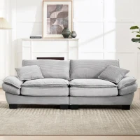 Modernes 2-Sitzer-Stoffsofa, für Wohnzimmer/Schlafzimmer/Büro, 224 x 81 x 81 cm, Hellgrau(m-4)