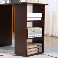 Homcom Birou Lemn Nuc – Cu 3 Sertare & 3 Rafturi Reversibile, 120 cm(m-9)