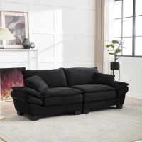 Modernes 2-Sitzer-Stoffsofa, für Wohnzimmer/Schlafzimmer/Büro, 224 x 81 x 81 cm, Schwarz(m-2)
