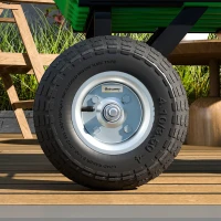 Outsunny Conjunto de 4 Rodas para Carrinho Pneus de Borracha Ø255 x 75 mm Eixo de 16 mm Carga 80 kg Preto(m-8)