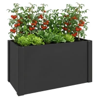 Outsunny Verhoogde plantenbak met open bodem, versterkte stang en handschoenen, 102 x 52 x 55 cm, zwart(m-11)