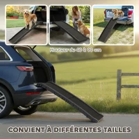 PawHut Rampe pliable pour chiens, escalier pour chien en PP avec pente douce et surface antidérapante, 155x38,5x15,5cm, noir(m-5)