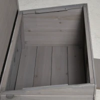 PawHut Wooden Outdoor Cat House, Elevated Cat Shelter Kennel, Pet Play House with Openable Top, Asphalt Roof, Window, Grey(m-9)