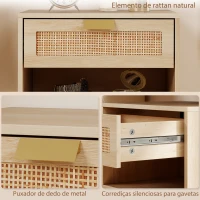 HOMCOM Conjunto de 2 Mesas de Cabeceira Suspensas com Gaveta de Vime Prateleira Aberta Economiza Espaço 40x30x25 cm Carvalho(m-7)