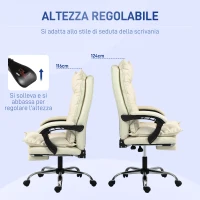 Vinsetto Sedia Ufficio Ergonomica Sedia Scrivania Reclinabile, Poggiapiedi, Beige(m-4)