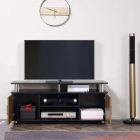 HOMCOM Mueble TV hasta 140cm con armarios y estantes en madera y aluminio, 120x40x52.2cm(m-9)