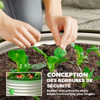 Outsunny Lot de 2 jardinières surélevées kit de jardinière ronde surélevée fonds ouverts acier galvanisé 90 x 90 x 56 cm argent(m-6)