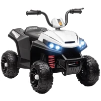 AIYAPLAY Quad elettrico per bambini con luci, musica e sospensioni, 5 km/h, Bianco(m-7)