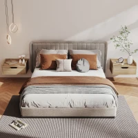 HOMCOM Set de 2 Noptiere de Perete Noptiere Suspendate cu 1 Sertar pentru Dormitor Cameră 40x30x19,5 cm Lemn Natural(m-2)