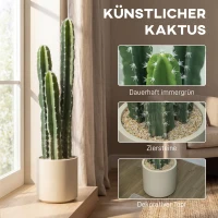 HOMCOM Kunstpflanze Kaktus Pflanzen groß 95 cm mit Topf wie echt für Zuhause, Büro, Grün(m-4)