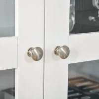 HOMCOM Double Storage Display Cabinet with Adjustable Shelves, MDF - White(m-11)