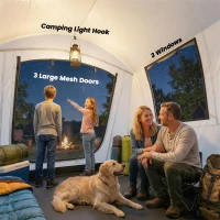 Outsunny Opblaasbare Tent voor 5-6 Personen - Snel Op te Zetten Buitentent met Pomp, Mesh Ramen en Luifel(m-9)