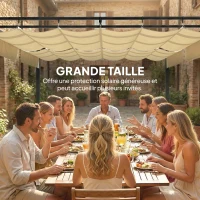 Outsunny Pergola 5,7 m x 2,95 m avec Toit Rétractable, Abri de Jardin avec Protection UV50+, Beige(m-4)