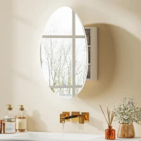 HOMCOM Armario mural de baño con espejo e iluminación LED, antivaho, 3 temperaturas de luz, 50x14x70cm, blanco(m-2)