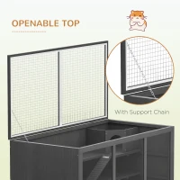 PawHut Wooden Hamster Cage, Small Animals Hutch with Tray, Openable Top, Exercise Play House Pen, 115L x 57W x 55Hcm, Grey(m-6)