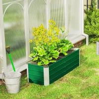 Outsunny Arriate de Jardín de Acero Incluye Guantes Huerto Urbano Jardinera Macetero Rectangular para Cultivos Plantas Flores para Terraza Balcón Exterior 125x47x40 cm Verde(m-9)