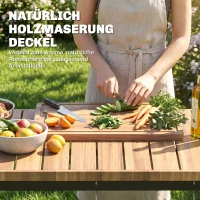 Outsunny Keukenwagen met wielen, serveerwagen, trolley met haken, bekerhouder, metaal, 97 x 51 x 83 cm Zwart+Bruin(m-4)