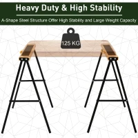 HOMCOM 2PCS Saw Horse Twin Pack Foldable Workbench Metal Trestle Stands with Non-slip EVA Surface for Sawing Work Weight Capacity 125kg(m-6)