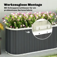 Outsunny Hochbeet Metall 136 x 53 x 61 cm Tief Gartenbeet mit Schutzkanten Pflanzenetiketten Handschuhe Offenem Boden(m-5)