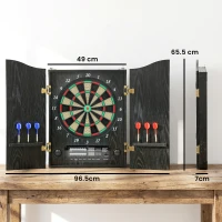 SPORTNOW Bersaglio Freccette Elettronico con Porte in Effetto Legno, Display LED, Annunci Vocali, 6 Freccette e 24 Punte di Ricambio(m-3)