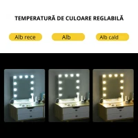 HOMCOM Oglinda de Machiaj cu LED & Reglaj Tactil de Lumina(m-4)