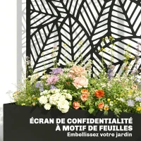 Outsunny Jardinière avec treillis, bac à fleurs, lit surélevé avec brise-vue, pour plantes grimpantes métal 90 x 30 x 170 cm noir(m-7)