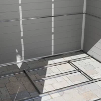 Outsunny 7.9ft x 6.2ft Aluminium Frame Rust Resistance Waterproof Shed, with Galvanised Foundation - Light Grey(m-10)