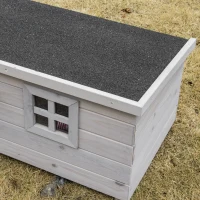 PawHut Wooden Outdoor Cat House, Elevated Cat Shelter Kennel, Pet Play House with Openable Top, Asphalt Roof, Window, Grey(m-11)