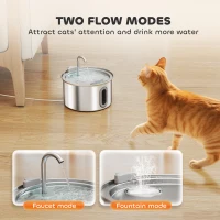 PawHut 2.5L Stainless Steel Cat Water Fountain for Drinking with Ultra-Silent Pump, Water-Level Window, 7 Filters(m-5)