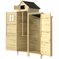 Outsunny Holzhaus mit Doppelzonen-Design, Geräteschuppen für den Garten, Naturholz(m-6)